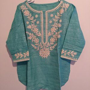 Hand embroidered silk top
